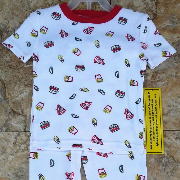 "Hamburger Fries and Tacos" 2pc Boys Matching Pajama Sets (NWT) - Picture 1 of 6